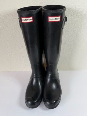 Hunter Original Tall Gloss Rain Boots Black Waterproof Women’s Size 9